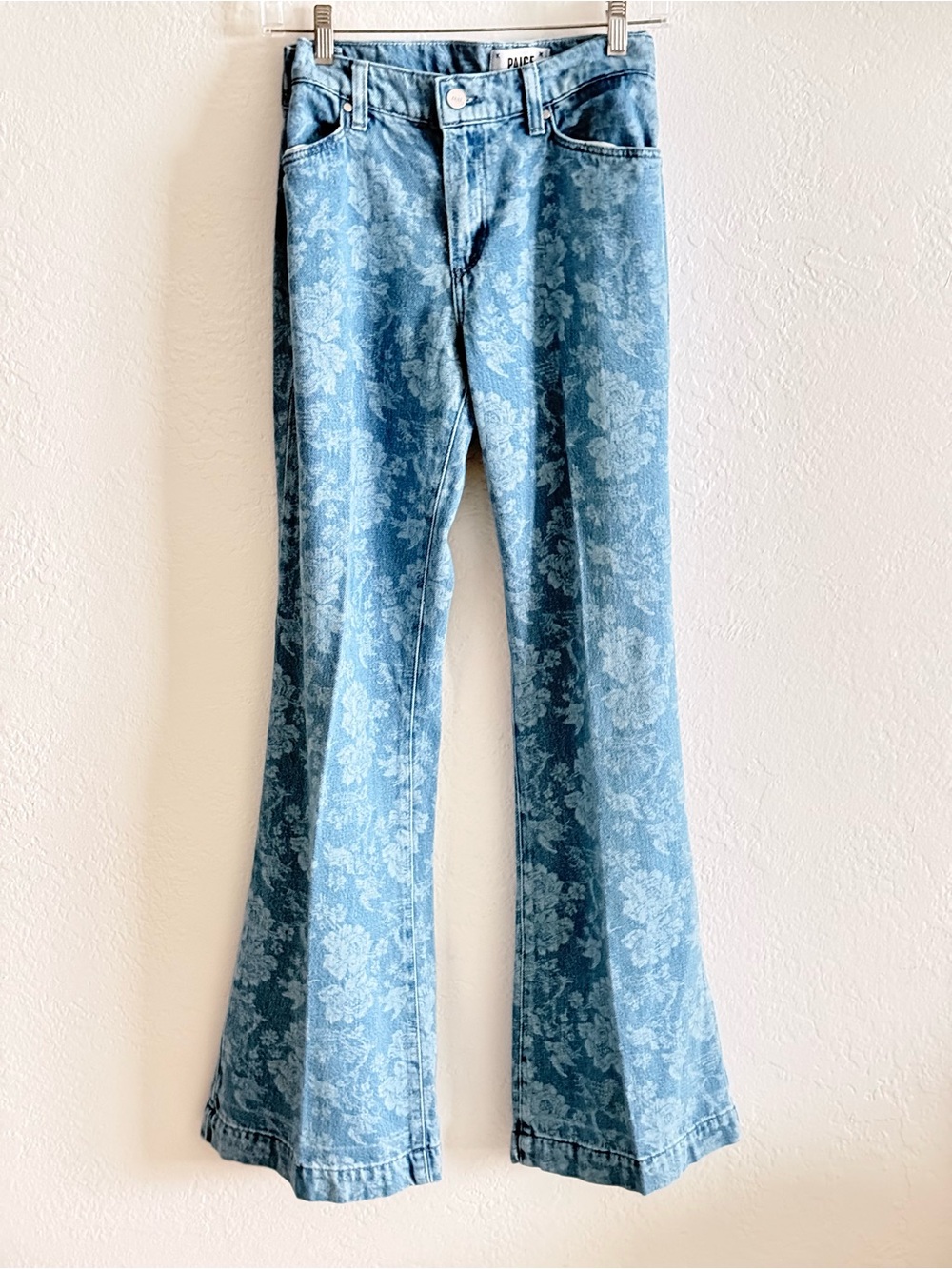 PAIGE Sonja Wide Leg Jeans Ava Jacquard Toile Floral Blue Size 29 - Picture 5 of 10